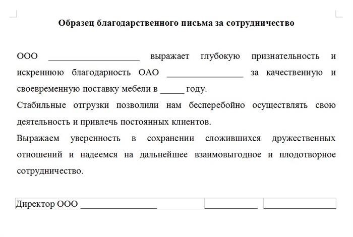 Письмо благодарности за сотрудничество является отражением признательности.