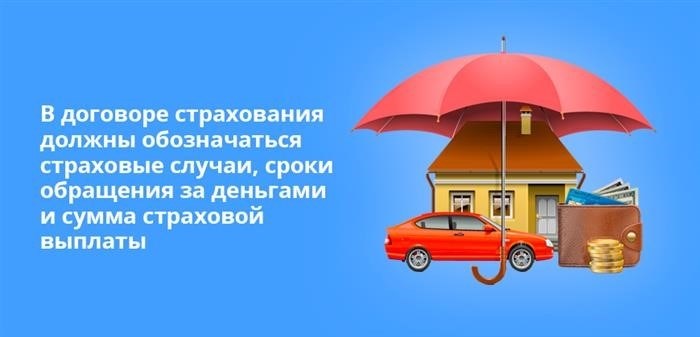 В документе о страховании необходимо указывать ситуации, при которых страховой случай может возникнуть, временные рамки для получения денежных средств и размер страховой выплаты.