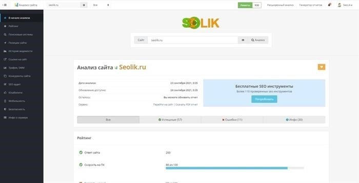 Анализ поисковой оптимизации веб-сайта