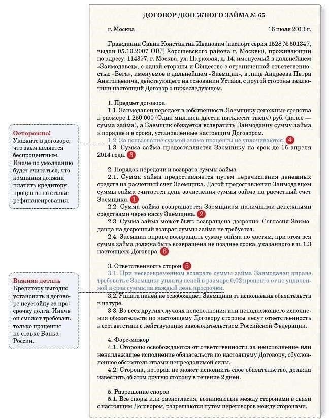 Основные обязанности заемщика в договорах займа